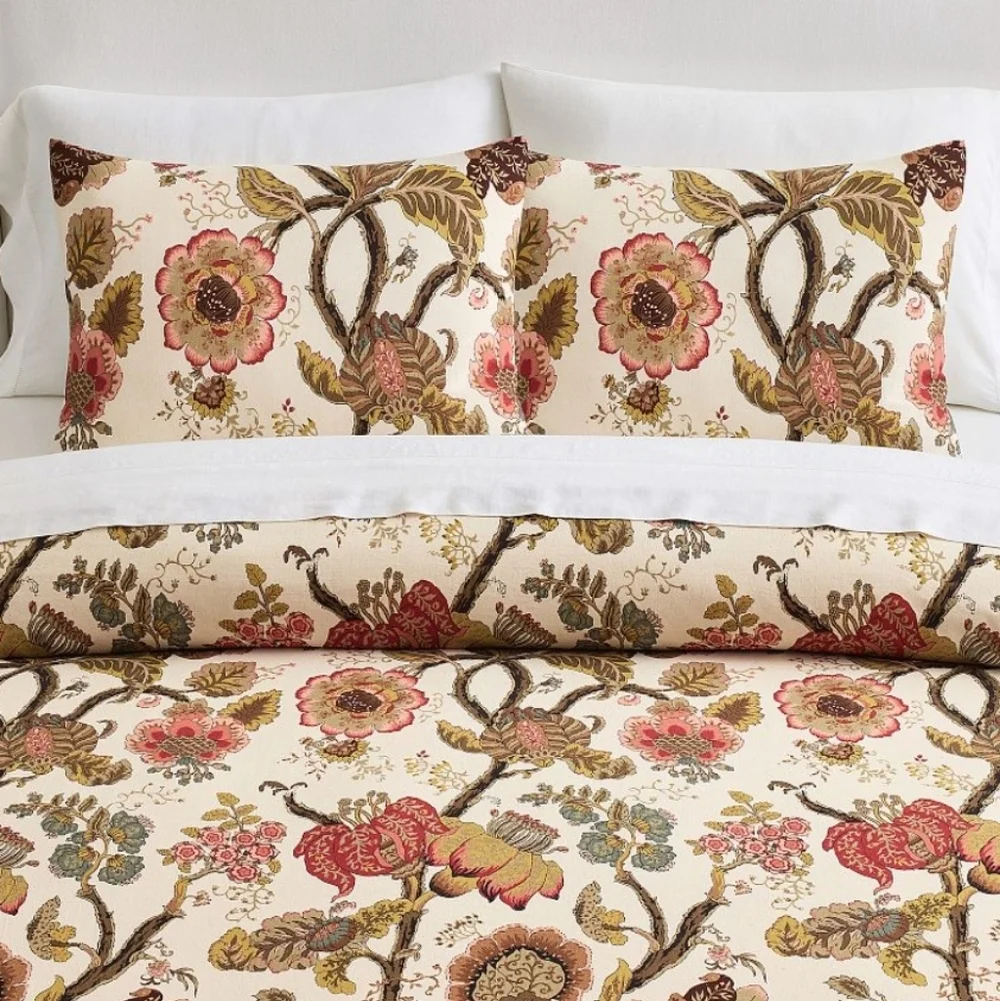 Pottery Barn Gianna Floral Duvet Cover Cotton Linen Queen